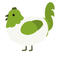 A white and chartreuse chicken with a head pattern