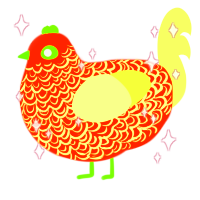 Hyperpop Pumpkin, a vermilion and lemon chicken with a double-lace pattern