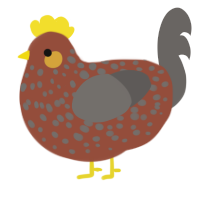 A russet and grey chicken with a speckle pattern