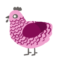 A pink and wine chicken with a lace pattern