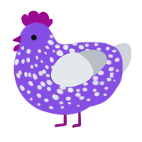 A blurple and mist chicken with a speckle pattern
