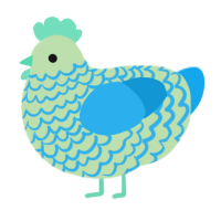 A gluppy and sky chicken with a lace pattern