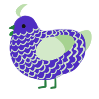 A indigo and gluppy chicken with a lace pattern