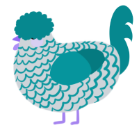 A mist and teal chicken with a lace pattern