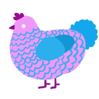 A lavender and sky chicken with a lace pattern
