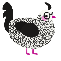 A white and sable chicken with a double-lace pattern
