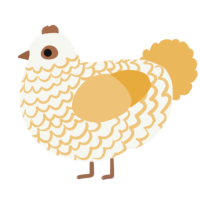 A white and honey chicken with a lace pattern