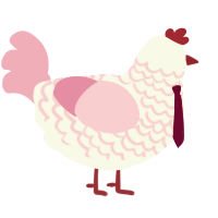 Dahlia, a white and pink chicken with a lace pattern