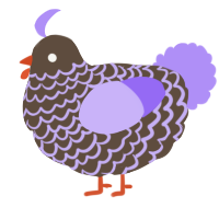 A bark and lilac chicken with a lace pattern