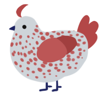 A mist and red chicken with a speckle pattern