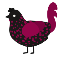 A sable and maroon chicken with a speckle pattern