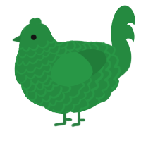 A viridian chicken with a lace pattern