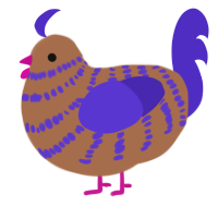 A brown and indigo chicken with a bar pattern