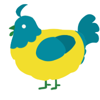 A yellow and sea chicken with a head pattern