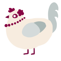 A cream and silver chicken