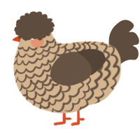 A beige and bark chicken with a lace pattern