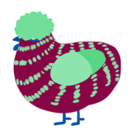 A maroon and spring chicken with a bar pattern