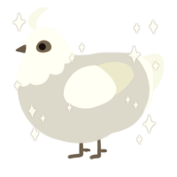 Micah, a mist and white chicken with a head pattern