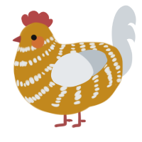 A ochre and mist chicken with a bar pattern