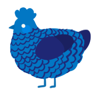 A sapphire and navy chicken with a lace pattern