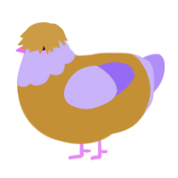 A gold and lilac chicken with a head pattern