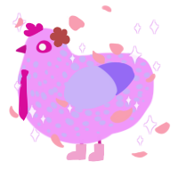 Sakura Miku, a lavender and lilac chicken with a speckle pattern