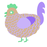 A beige and lilac chicken with a lace pattern