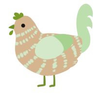 A beige and gluppy chicken with a bar pattern