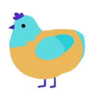 A honey and aqua chicken with a head pattern