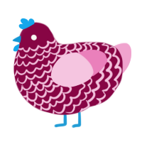 A maroon and pink chicken with a lace pattern