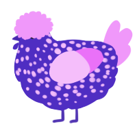 A indigo and lavender chicken with a speckle pattern