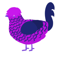 A amethyst and navy chicken with a lace pattern