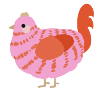 Solidarity, a pink and vermilion chicken with a bar pattern