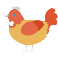 A honey and vermilion chicken with a head pattern
