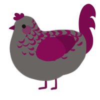 A grey and wine chicken with a half-lace pattern