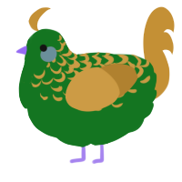 A leaf and gold chicken with a half-lace pattern