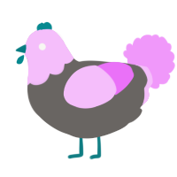 A grey and lavender chicken with a head pattern