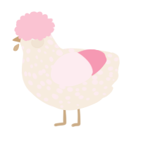 A cream and rose chicken with a speckle pattern