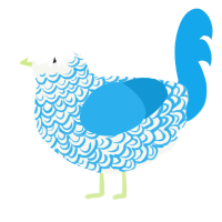 Candyfloss, a white and sky chicken with a double-lace pattern