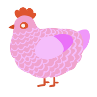 A pink and lavender chicken with a lace pattern