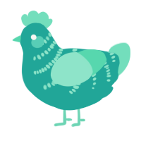 A turquoise and mint chicken with a half-bar pattern