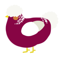 A maroon and white chicken with a neck-band pattern