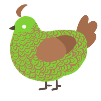 A grass and brown chicken with a double-lace pattern