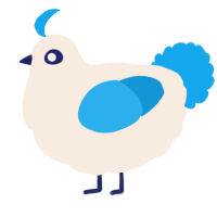 A cream and sky chicken