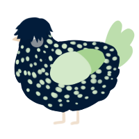 A tumblr and gluppy chicken with a speckle pattern