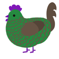 A viridian and bark chicken with a lace pattern