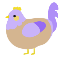 A beige and lilac chicken with a head pattern