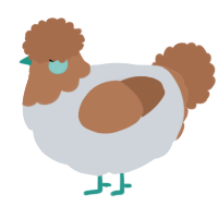 A mist and brown chicken with a head pattern