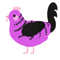 A orchid and sable chicken with a half-bar pattern