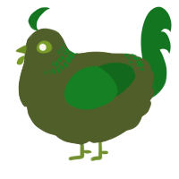 A olive and leaf chicken with a neck-band pattern